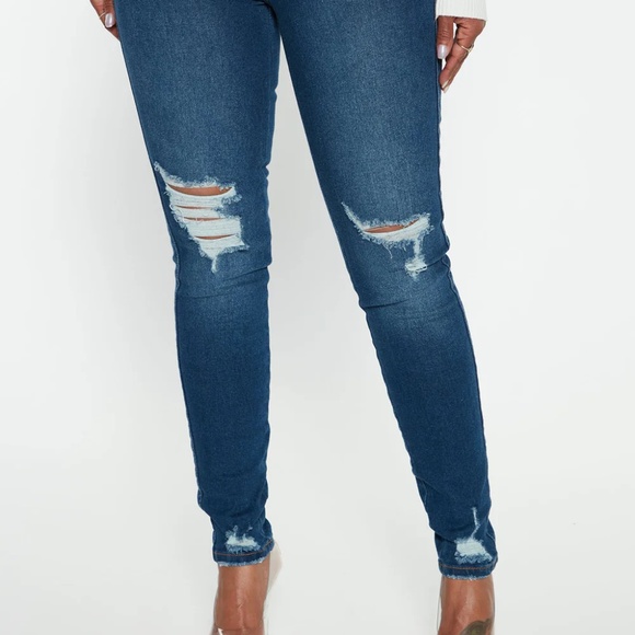 Fashion Nova “All Night Long” High Rise Skinny Jeans – Dark Blue (Juniors 11) - Picture 3 of 3